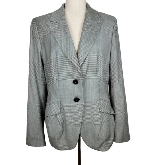 Escada Blazer US 10 Forest Glen Check Plaid Tailored Nipped Waist EU 42 - Picture 1 of 7